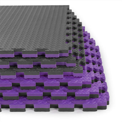 Xspec 1" Extra Thick Reversible EVA Foam Gym Mats 12 pcs 48 Sq Ft, Black/Purple (CL_XSP804927) - Main Image