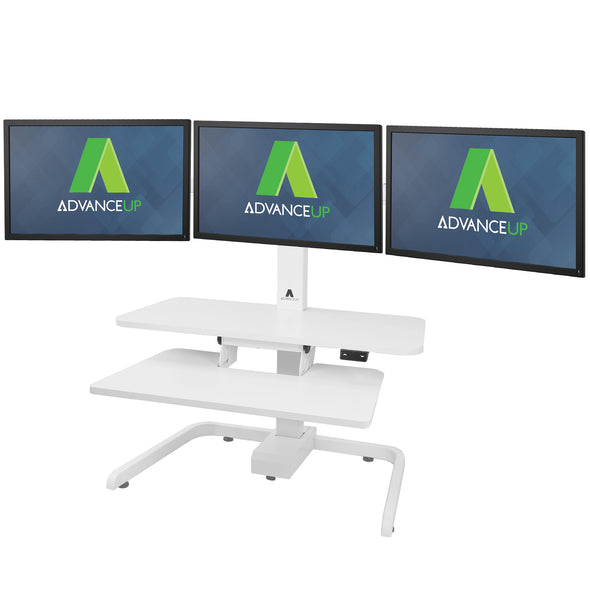 AdvanceUp Electric Automatic Standing Desk Converter Riser with Triple Monitor Mount, White (CL_ADV503608) - Alt Image 9