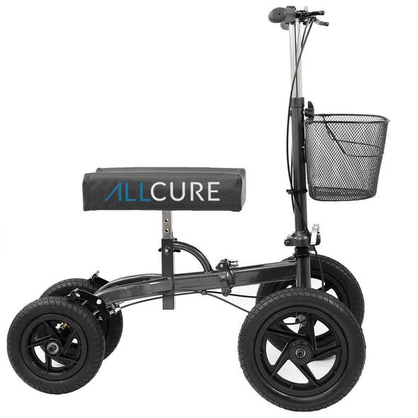 AllCure All Terrain Foldable Medical Knee Walker Scooter Roller, Black (CL_ALC401134) - Alt Image 3