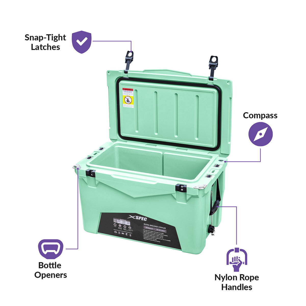 Xspec 60 Quart Roto Molded High Performance Cooler, Seafoam