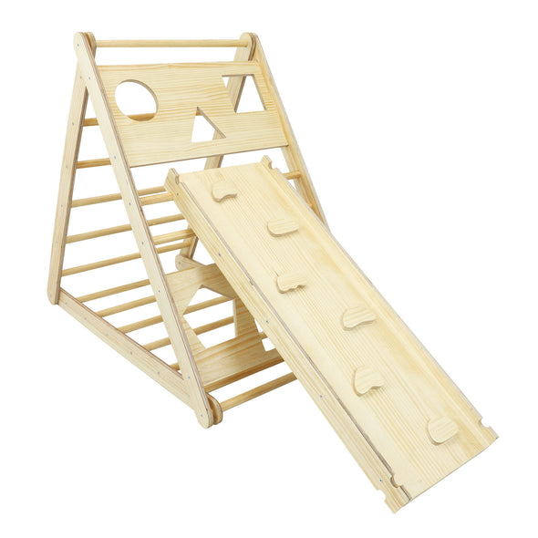 Clevr Wooden Triangle Climber with Reversible Climbing Ramp/Slide for Kids Toddlers (CL_CRS601401) - Main Image