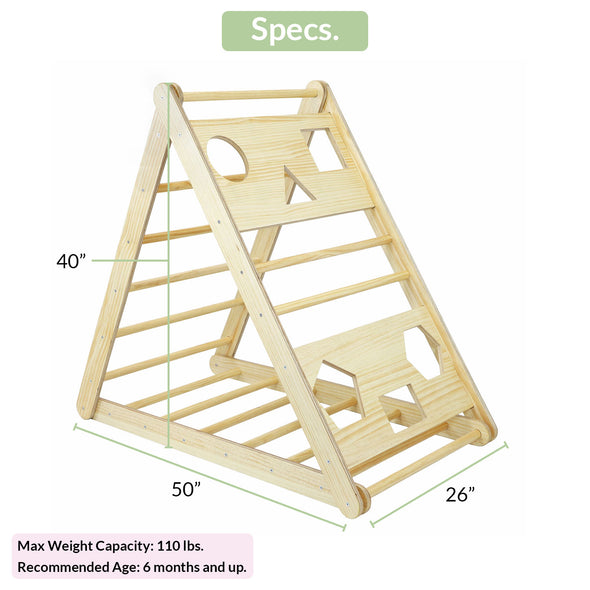 Clevr Wooden Triangle Climber with Reversible Climbing Ramp/Slide for Kids Toddlers (CL_CRS601401) - Alt Image 2