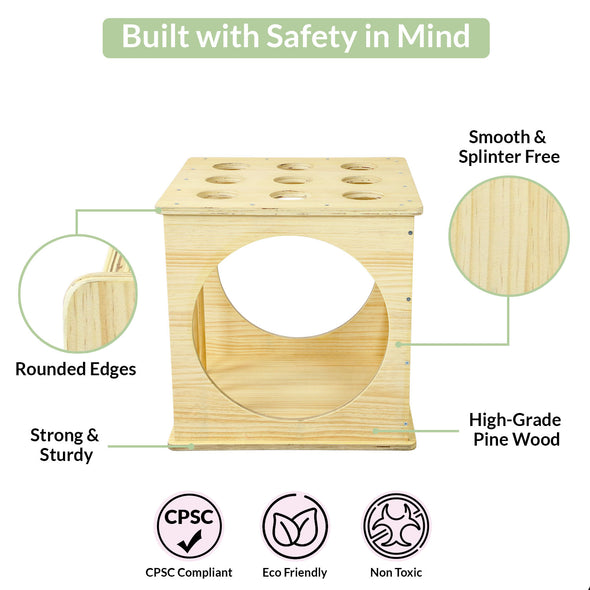 Clevr Multifunctional Wooden Cube Climber for Kids Toddlers Climbing Toy Indoor (CL_CRS601403) - Alt Image 1