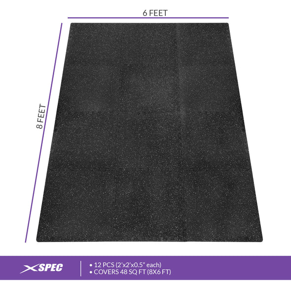 Xspec 1/2" Thick 48 Sq Ft Rubber Top EVA Foam Gym Mats 12 pcs, Grey Black (CL_CRS804931) - Alt Image 5
