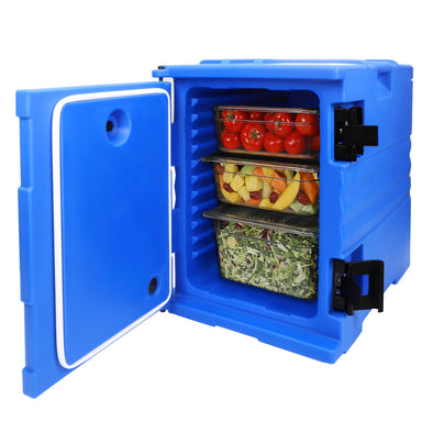 PartyHut 82 QT Insulated Food Pan Carrier Front Loading Food Warmer with Wheels, Blue (CL_PTH504502) - Main Image