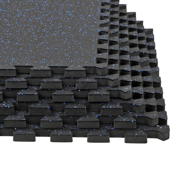 Xspec 1/2" thick Rubber Top EVA Foam Gym Mats 12pcs 48 Sq Ft Durable Grip, Blue Black (CL_XSP804932) - Alt Image 2