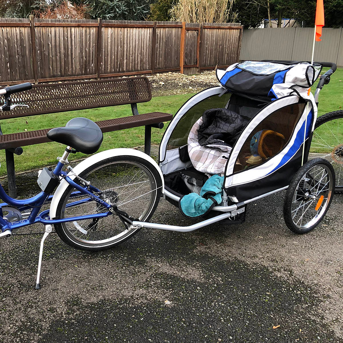 bike jogging stroller Blue ClevrPlus Deluxe Child Trailer/ Bicycle Jogger – Crosslinks
