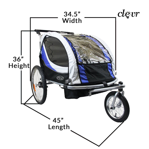 ClevrPlus Blue  Deluxe Child Trailer/ Bicycle Jogger (CL_CLP802605) - Alt Image 3
