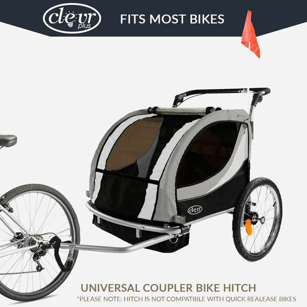 double jogging bike stroller Clevr Deluxe 3-in-1 Double Seat Bike Trailer Stroller Jogger for Child Kids,