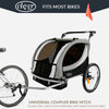 ClevrPlus Clevr Deluxe 3-in-1 Double Seat Bike Trailer Stroller Jogger for Child Kids, Grey (CL_CLP802608) - Alt Image 1