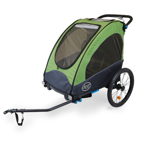 ClevrPlus Venturer Double Bicycle Baby Kid Child Trailer Bike Jogger/Stroller Folding, Green (CL_CLP802613) - Main Image