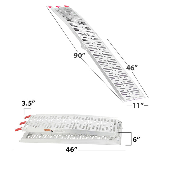 Clevr 7.5' Set of 2 ATV UTV Folding Aluminum Loading Ramps, 90" Long 1500 lbs Capacity (CL_CRS202101) - Alt Image 4