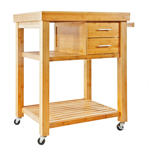 Home Aesthetics Rolling Bamboo Trolley Island Cart with Towel Rack (CL_HOM503307) - Alt Image 4