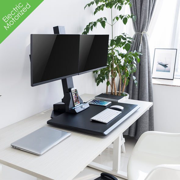 AdvanceUp Electric Auto Standing Desk Converter Riser with Dual Monitor Mount (CL_CRS503604) - Alt Image 3