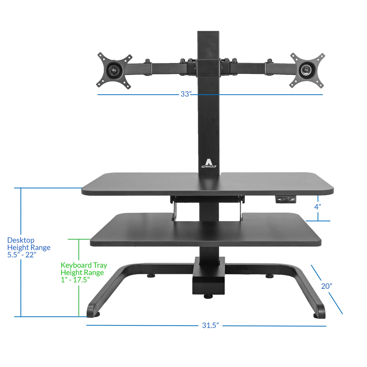 AdvanceUp Electric Automatic Standing Desk Converter Riser with Dual M ...