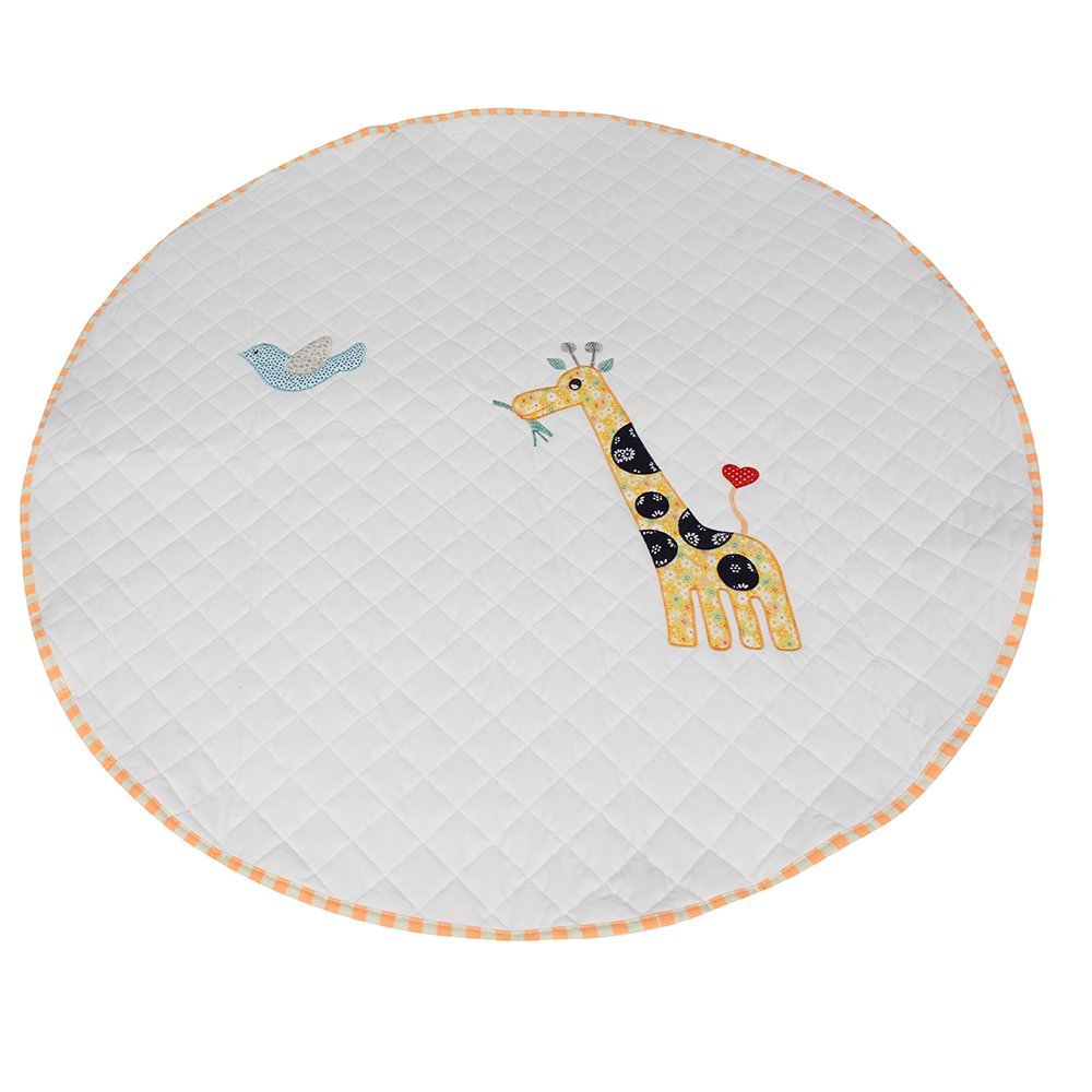 LoveTree Round White Kids Canvas Cushion Anti skid Door Mat Carpet Rug, Giraffe