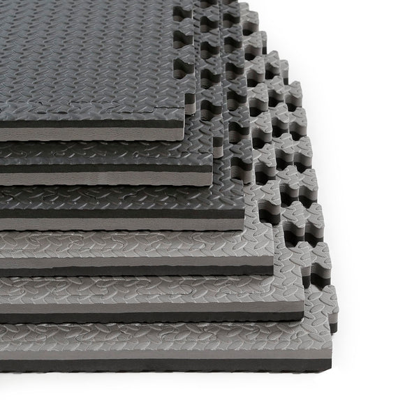 Xspec 1" Extra Thick Reversible EVA Foam Gym Mats 12 pcs 48 Sq Ft, Black & Grey (CL_XSP804913) - Main Image