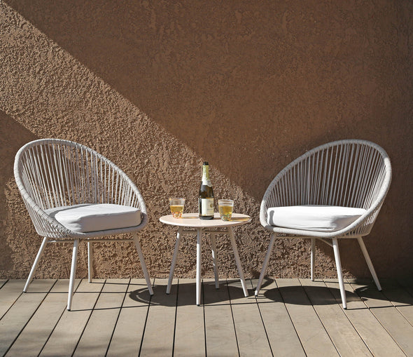 Home Aesthetics 3-Piece Patio Table Chairs Bistro Set Grey Outdoor All Weather Woven Rope Chair with Cushions (CL_HOM504401) - Alt Image 5