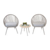 Home Aesthetics 3-Piece Patio Table Chairs Bistro Set Grey Outdoor All Weather Woven Rope Chair with Cushions (CL_HOM504401) - Alt Image 2