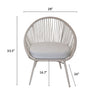 Home Aesthetics 3-Piece Patio Table Chairs Bistro Set Grey Outdoor All Weather Woven Rope Chair with Cushions (CL_HOM504401) - Alt Image 3