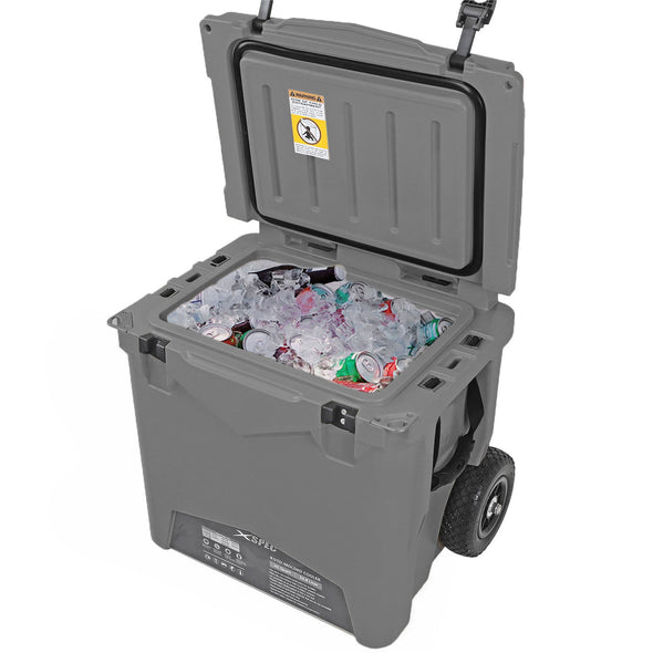 Xspec 45 Quart Towable Roto Molded Ice Chest Outdoor Camping Cooler with Wheels, Grey (CL_XSP503812) - Main Image