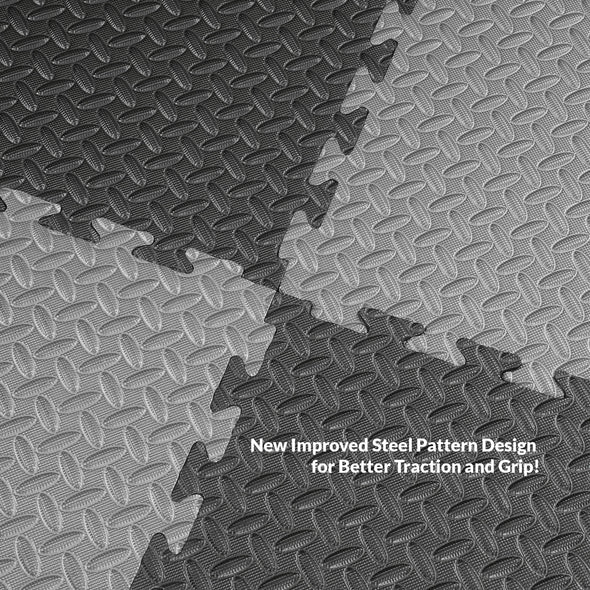 Xspec 1" Extra Thick Reversible EVA Foam Gym Mats 12 pcs 48 Sq Ft, Black & Grey (CL_XSP804913) - Alt Image 3