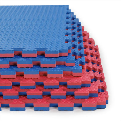 Xspec 1" Extra Thick Reversible EVA Foam Gym Mats 12 pcs 48 Sq Ft, Blue & Red (CL_XSP804914) - Main Image