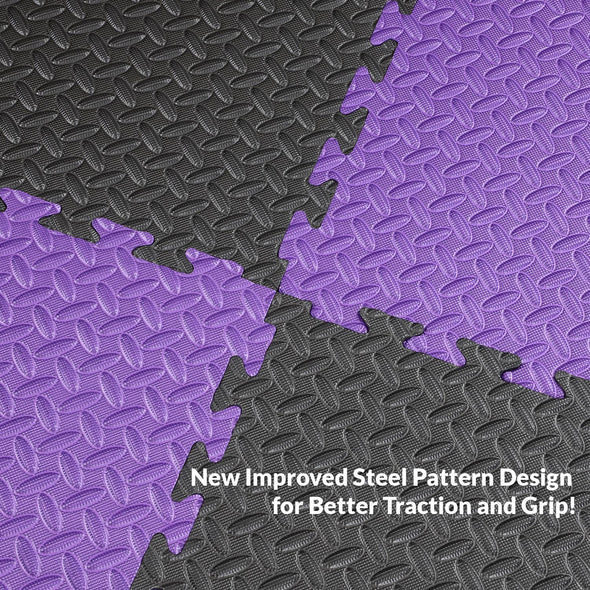 Xspec 1" Extra Thick Reversible EVA Foam Gym Mats 12 pcs 48 Sq Ft, Black/Purple (CL_XSP804927) - Alt Image 3