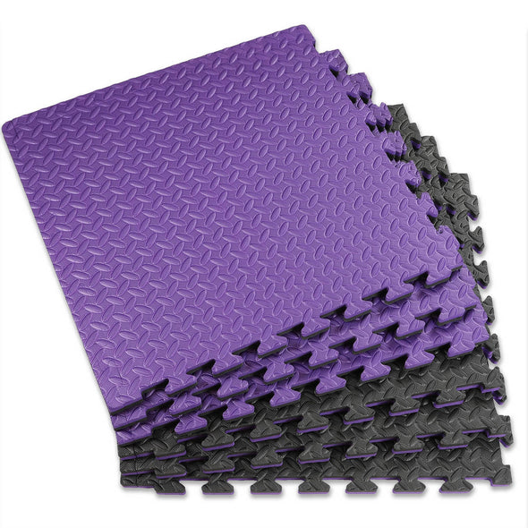 Xspec 1" Extra Thick Reversible EVA Foam Gym Mats 12 pcs 48 Sq Ft, Black/Purple (CL_XSP804927) - Alt Image 7