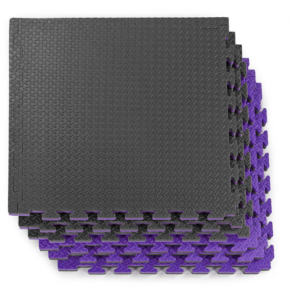 Xspec 1" Extra Thick Reversible EVA Foam Gym Mats 12 pcs 48 Sq Ft, Black/Purple (CL_XSP804927) - Alt Image 6