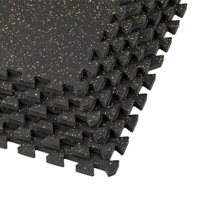 Xspec 1/2" thick Rubber Top EVA Foam Gym Mats 12pcs 48 Sq Ft Durable Grip, Yellow Black (CL_XSP804934) - Main Image