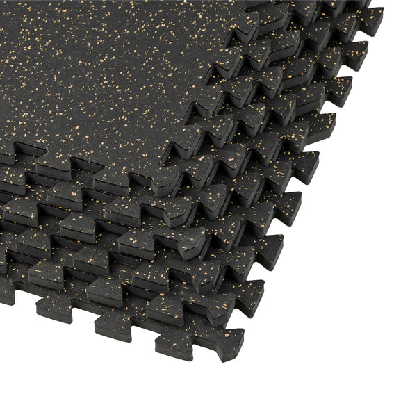 Xspec 1/2" thick Rubber Top EVA Foam Gym Mats 12pcs 48 Sq Ft Durable Grip, Yellow Black (CL_XSP804934) - Main Image