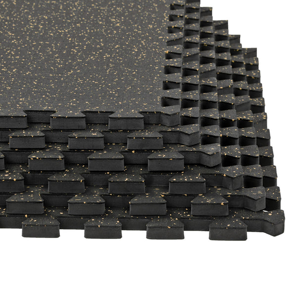 Xspec 1/2" thick Rubber Top EVA Foam Gym Mats 12pcs 48 Sq Ft Durable Grip, Yellow Black (CL_XSP804934) - Alt Image 2