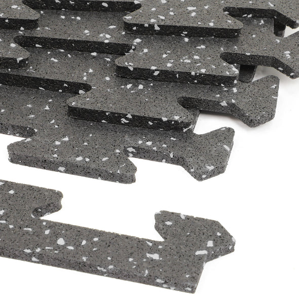 Xspec 8mm 5/16" Thick 16 Sq Ft Rubber Gym Mat Flooring Interlocking Rubber Tile 4 pcs, Grey Black (CL_XSP804943) - Alt Image 3