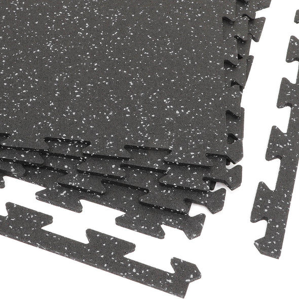 Xspec 8mm 5/16" Thick 16 Sq Ft Rubber Gym Mat Flooring Interlocking Rubber Tile 4 pcs, Grey Black (CL_XSP804943) - Alt Image 2