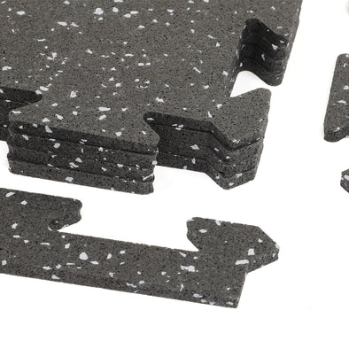 Xspec 8mm 5/16" Thick 16 Sq Ft Rubber Gym Mat Flooring Interlocking Rubber Tile 4 pcs, Grey Black (CL_XSP804943) - Main Image