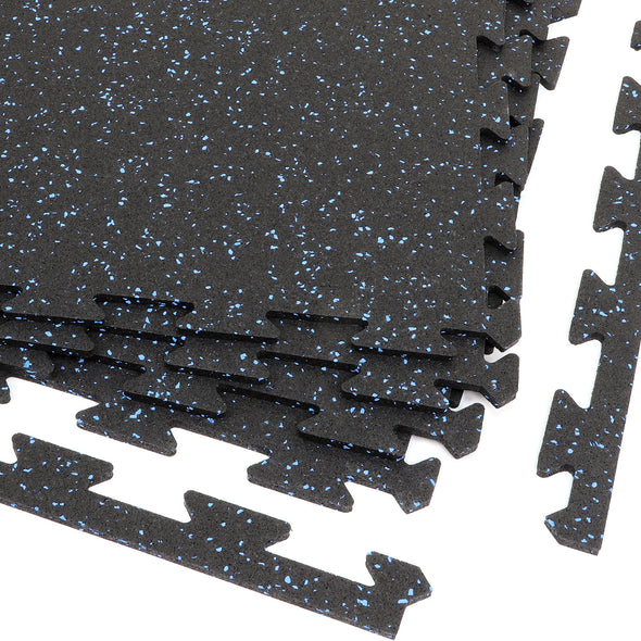 Xspec 8mm 5/16" Thick 16 Sq Ft Rubber Gym Mat Flooring Interlocking Rubber Tile 4 pcs, Blue Black (CL_XSP804944) - Alt Image 2