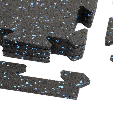 Xspec 8mm 5/16" Thick 16 Sq Ft Rubber Gym Mat Flooring Interlocking Rubber Tile 4 pcs, Blue Black (CL_XSP804944) - Main Image