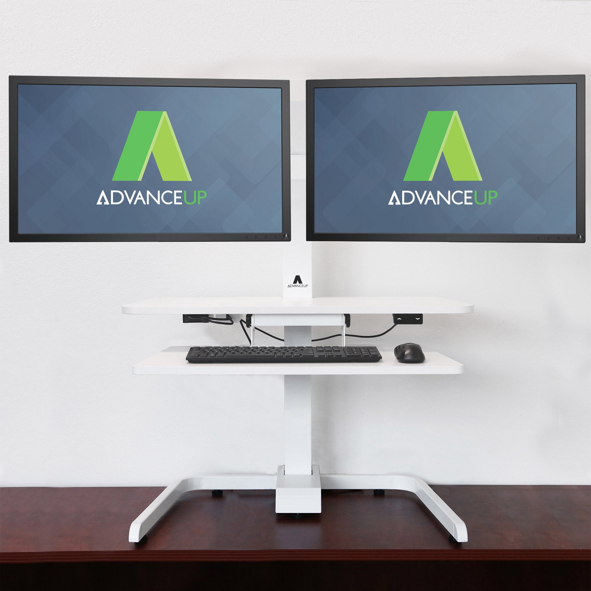 AdvanceUp Electric Automatic Standing Desk Converter Riser with Dual M ...
