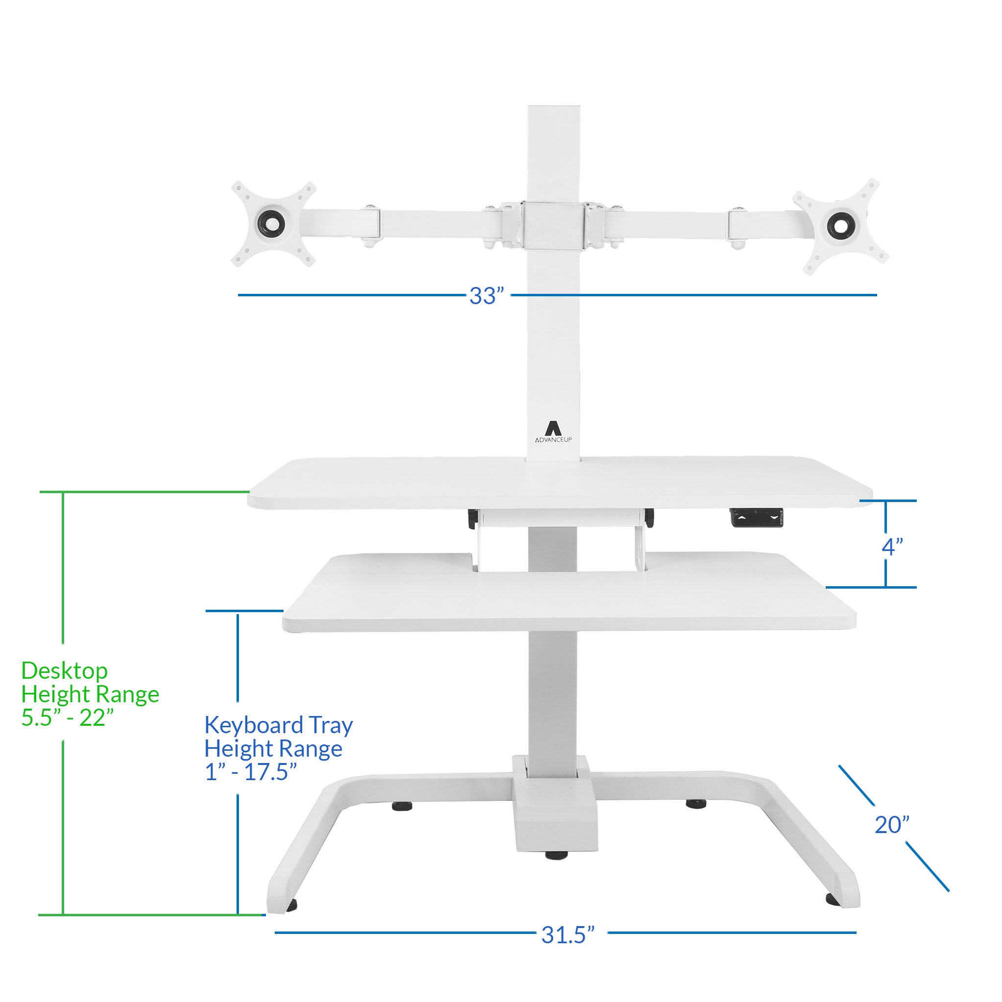 Automatic Riser Stand AdvanceUp Electric Automatic Standing Desk Converter Riser with Dual M ...