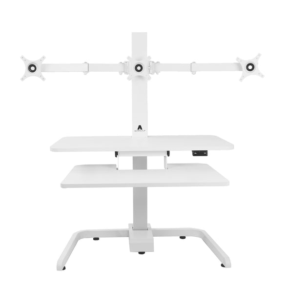 AdvanceUp Electric Automatic Standing Desk Converter Riser with Triple Monitor Mount, White (CL_ADV503608) - Alt Image 8