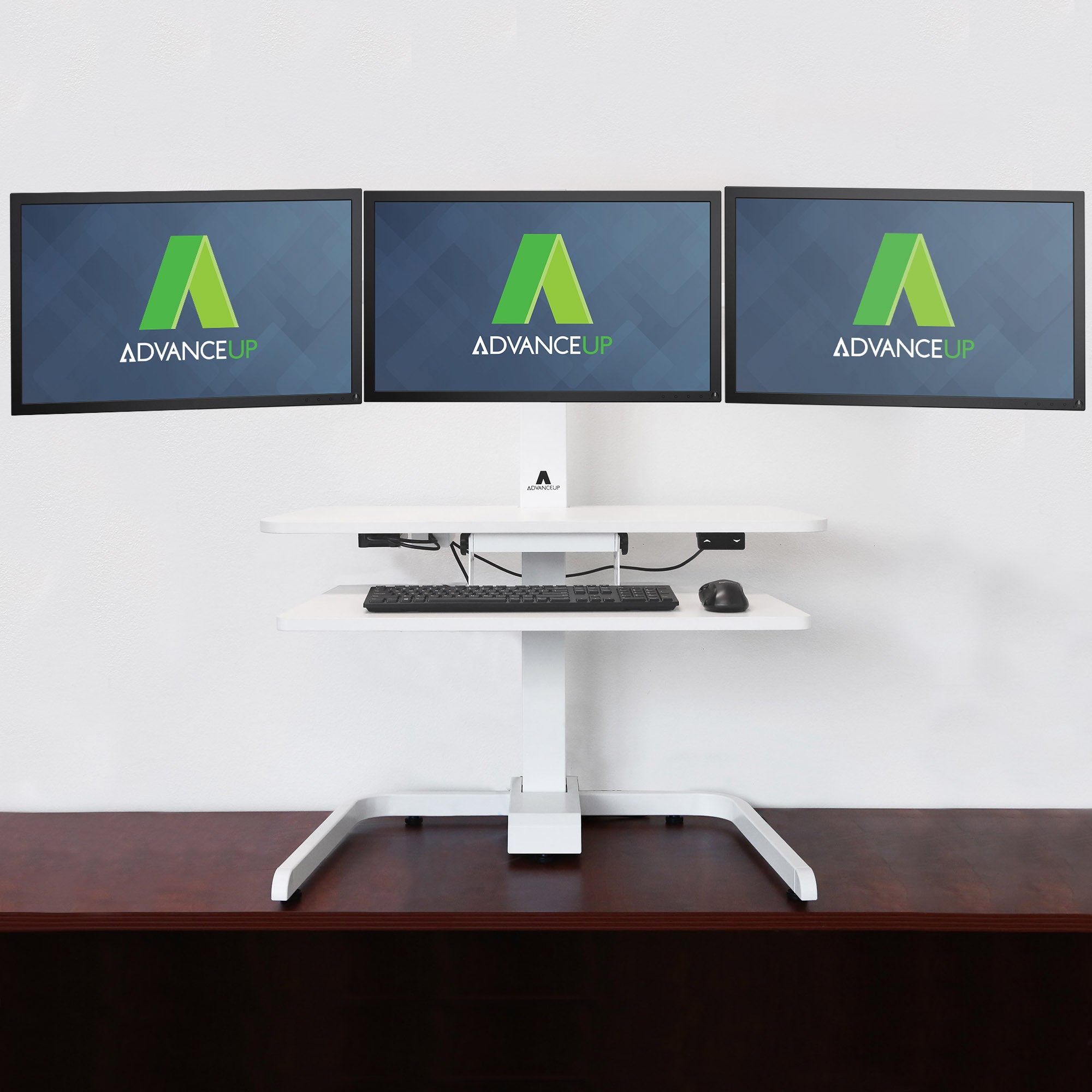 Automatic Riser Stand AdvanceUp Electric Automatic Standing Desk Converter Riser with Triple ...