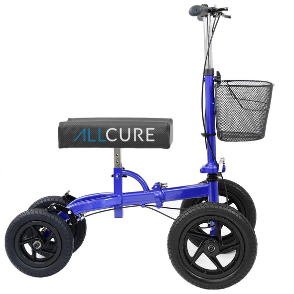 AllCure Quad Wheel All Terrain Foldable Medical Steerable Knee Walker Scooter Crutch Alternative, Blue (CL_ALC401133) - Alt Image 3