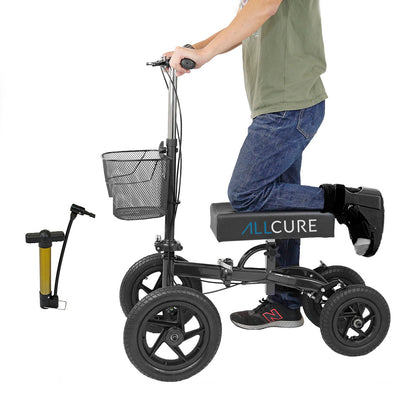 AllCure All Terrain Foldable Medical Knee Walker Scooter Roller, Black (CL_ALC401134) - Main Image