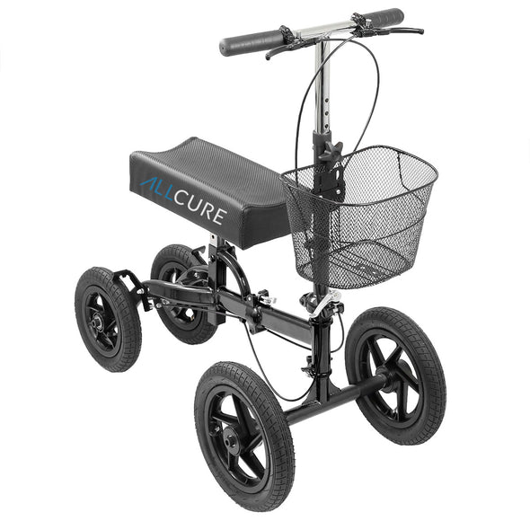 AllCure All Terrain Foldable Medical Knee Walker Scooter Roller, Black (CL_ALC401134) - Alt Image 1