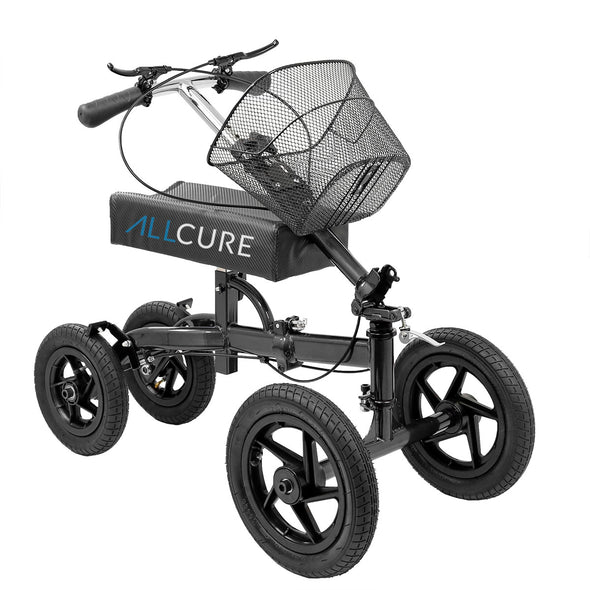 AllCure All Terrain Foldable Medical Knee Walker Scooter Roller, Black (CL_ALC401134) - Alt Image 6