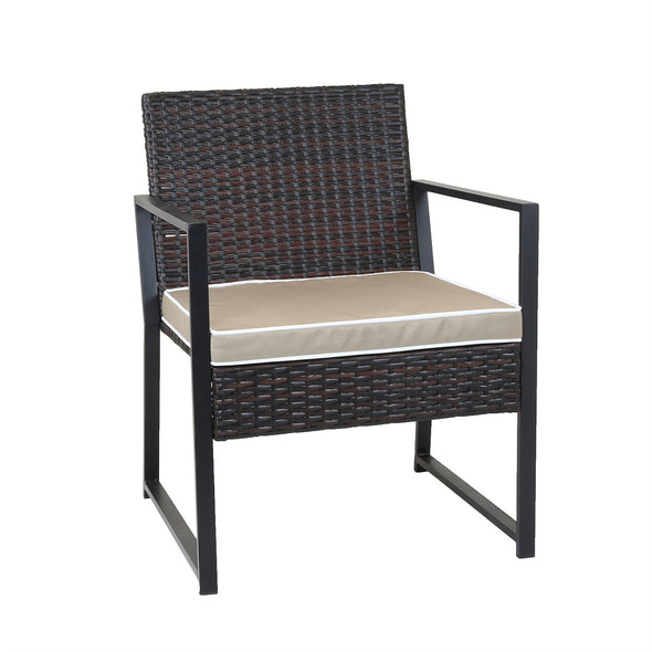 Home Aesthetics 3 Pieces Outdoor Patio Bistro Chair Table Set, Rattan Wicker Patio Furniture (CL_LXFU0033) - Alt Image 2