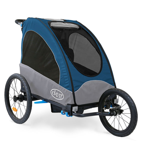ClevrPlus Venturer Double Bicycle Baby Kid Child Trailer Bike Jogger/Stroller Folding, Midnight Blue (CL_CLP802610) - Alt Image 1