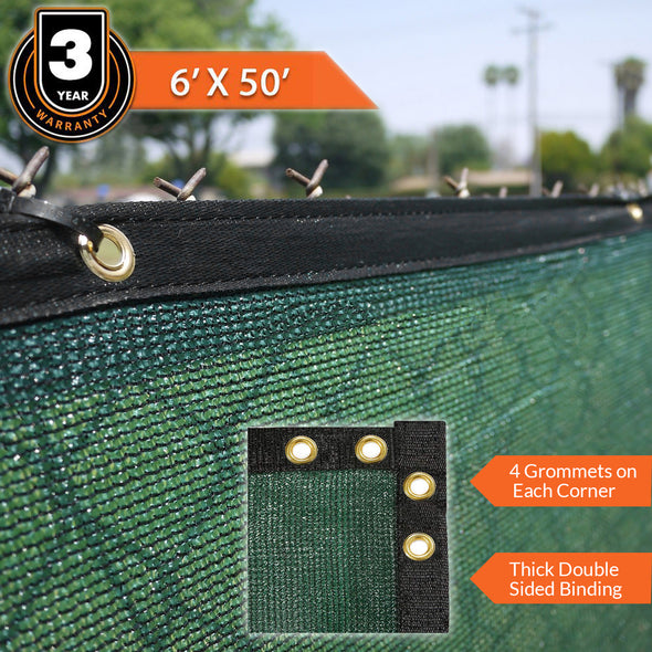 Home Aesthetics 6' x 50' Fence Windscreen Privacy Screen Cover, Green Mesh (CL_HOM200701) - Alt Image 7