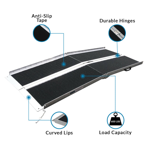 AllCure 6' (72" x 31") Non-Skid Aluminum Foldable Wheelchair Loading Traction Ramp (CL_ALC202105) - Alt Image 7